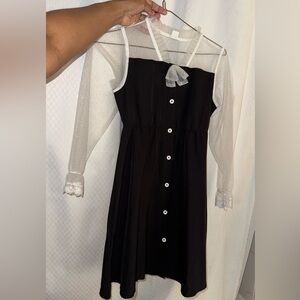 SHEIN Chic Black Dress with Sheer Sleeves